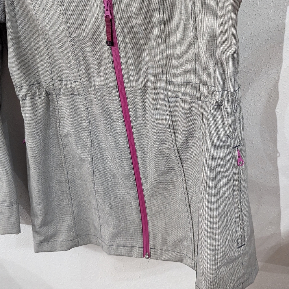 PrAna Hooded Rain Shell Gray with Pink Zipper size M - Picture 5 of 6